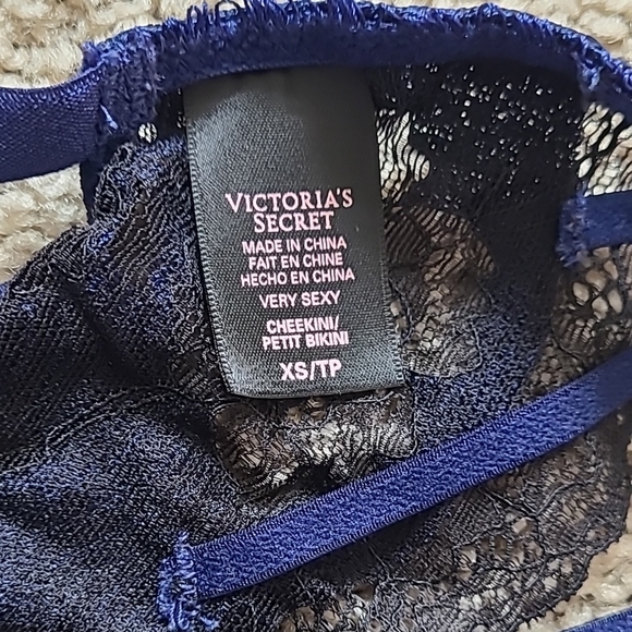 NWOT Victoria's Secret Blue Lace Strappy Very Sexy Cheekini - Picture 2 of 11